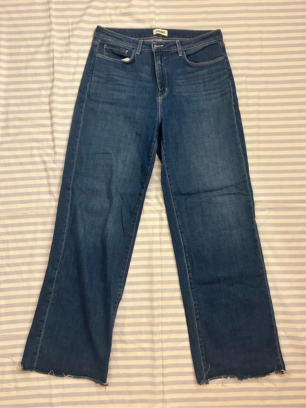 L'AGENCE Dark Blue Wide-Leg Jeans